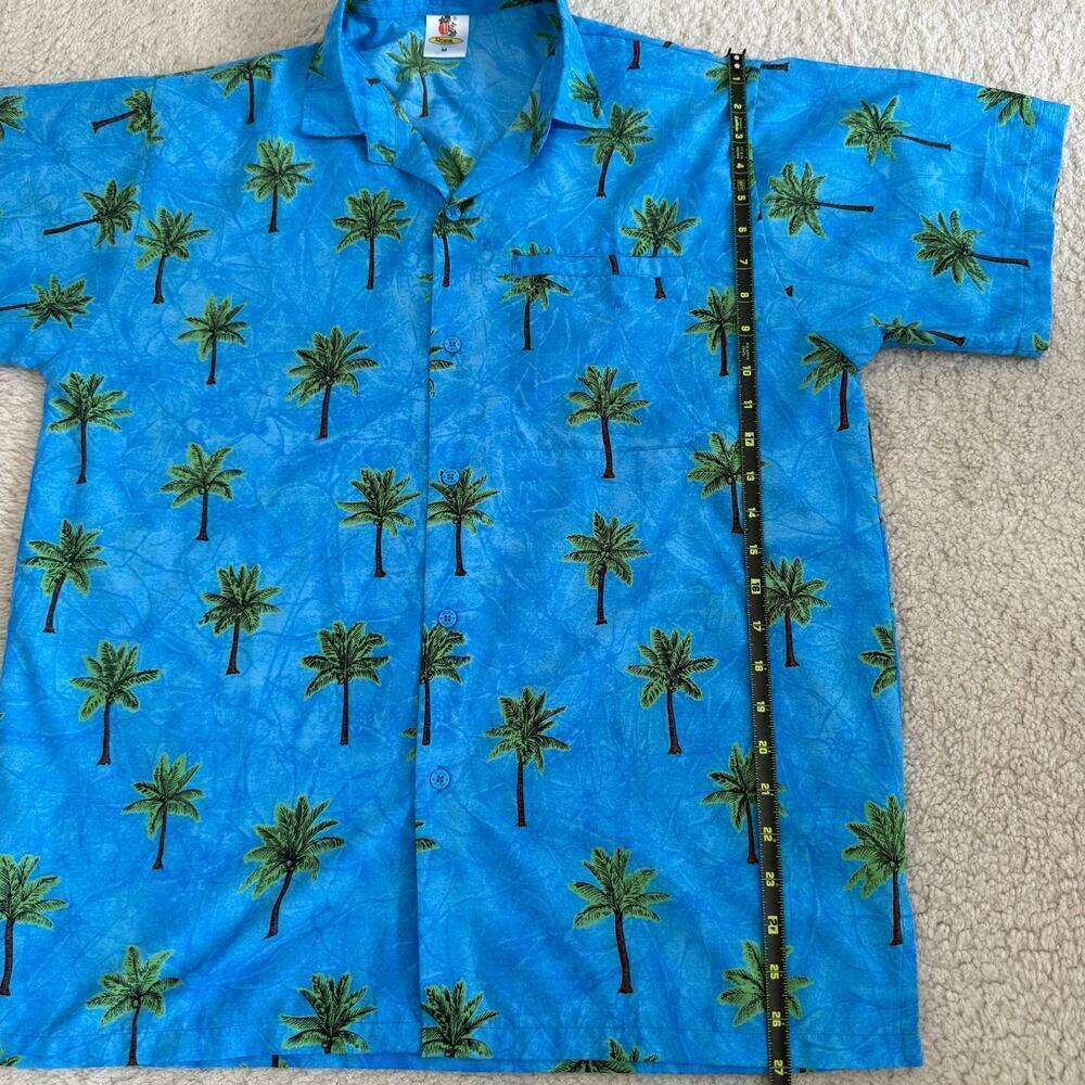 RIMA | VTG 90s Hawaiian Print Silk Blue Button Down Shirt Summer Men's Size M - Picture 8 of 8
